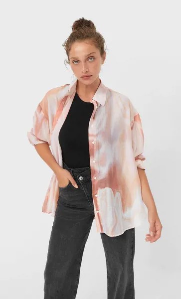 Stradivarius Рубашка Свободного Кроя Сиреневый Xs