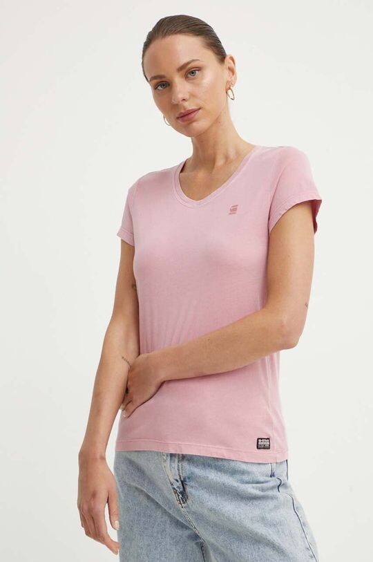 Хлопковая футболка G-Star Raw, розовый