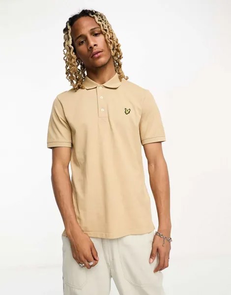 Бежевая футболка-поло с логотипом Lyle & Scott