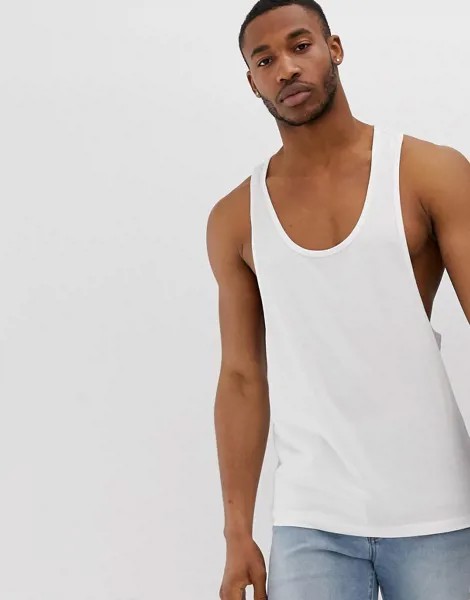 Белая майка-борцовка из органического хлопка ASOS DESIGN-Белый