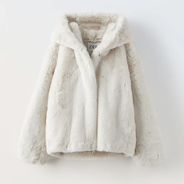 Куртка для девочки Zara Faux Fur, экрю