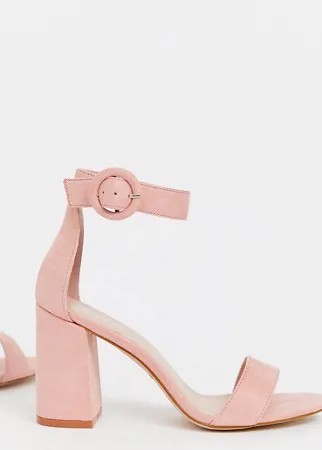Светло-розовые босоножки для широкой стопы на блочном каблуке RAID Genna-Бежевый