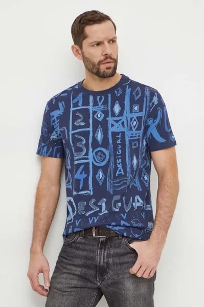 Хлопковая футболка «ГАРРИ» Desigual, темно-синий