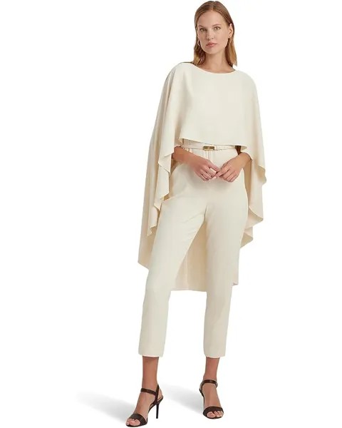 Платье LAUREN Ralph Lauren Belted Cape Georgette Jumpsuit, кремовый