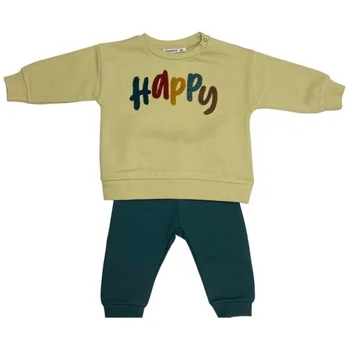 Комплект одежды  Idilbaby, размер 3-6 мес, бежевый, зеленый