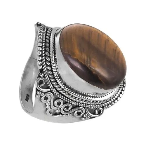 Перстень Серена-Сильвер, серебро, 925 проба, тигровый глаз, размер 17