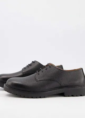 Черные кожаные туфли со шнуровкой на массивной подошве H by Hudson-Черный цвет