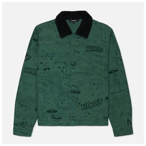 Мужская куртка ветровка Ripndip Scribble Button Up зелёный, Размер M