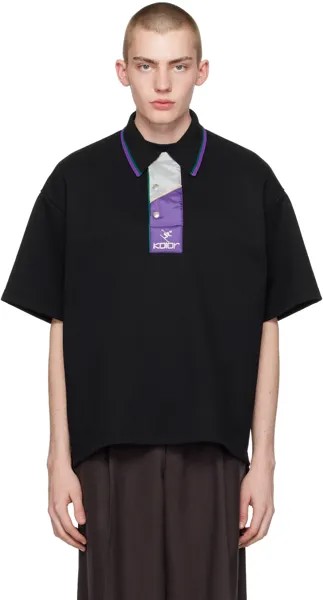 Черная рубашка-поло с мягкой подкладкой и планкой Kolor