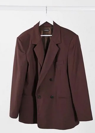 Коричневый двубортный пиджак oversized COLLUSION Unisex-Коричневый цвет
