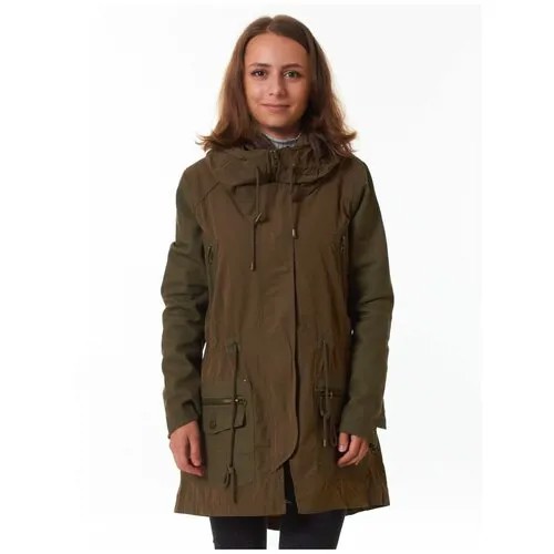 Парка  Zara демисезонная, средней длины, силуэт свободный, водонепроницаемая, карманы, размер S, хаки