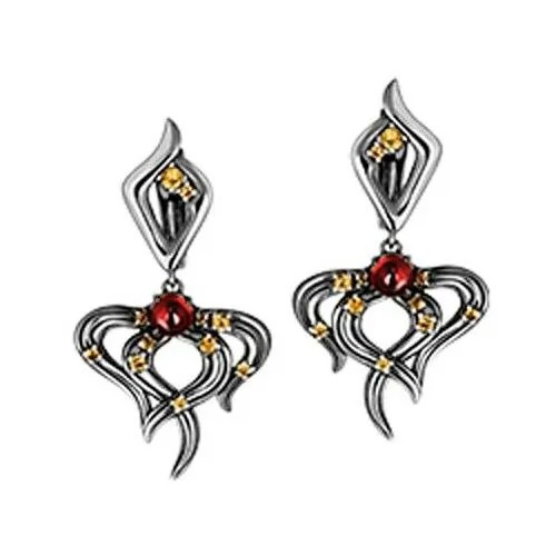 Серьги Algenda, гранат, цитрин, серебряный