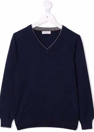 Brunello Cucinelli Kids кашемировый джемпер с V-образным вырезом