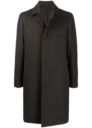 Lardini пальто с заостренным воротником и узором в елочку