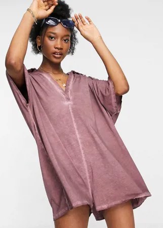 Ромпер розово-коричневого выбеленного цвета в стиле oversized ASOS DESIGN-Розовый цвет