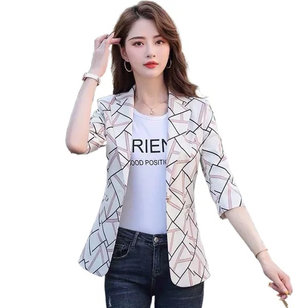 Новинка 2021, весенне-осенний женский корейский клетчатый пиджак, Женский темпераментный тонкий женский костюм