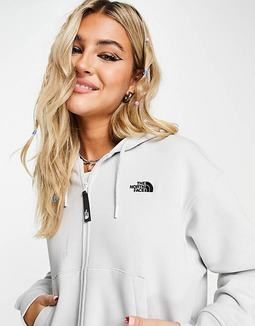 Светло-серая укороченная худи на молнии The North Face Essential эксклюзивно на ASOS.
