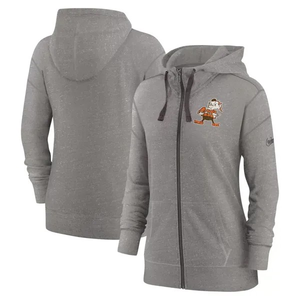 Женская винтажная худи с молнией во всю длину Nike Heather Charcoal Cleveland Browns Gym Nike