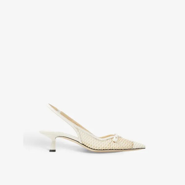 Туфли Amita 45 из сетки и кожи с пяткой на пятке Jimmy Choo, белый