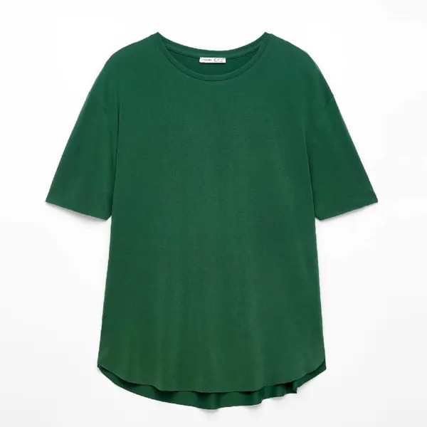 Футболка Oysho Modal blend short-sleeved, темно-зеленый