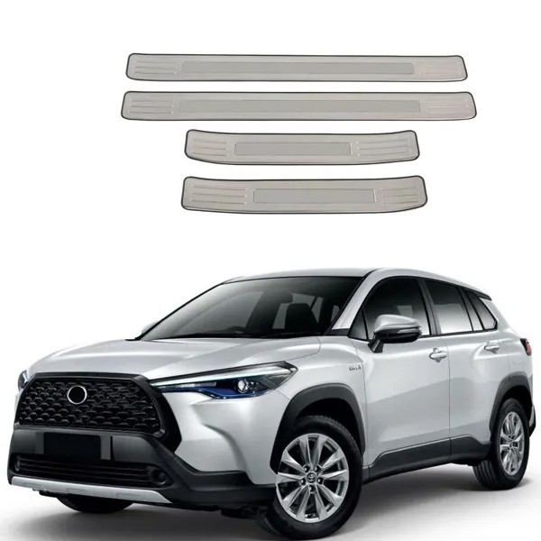 4 * Серебряная Накладка на порог внешней двери для Toyota Corolla Cross 2020-21