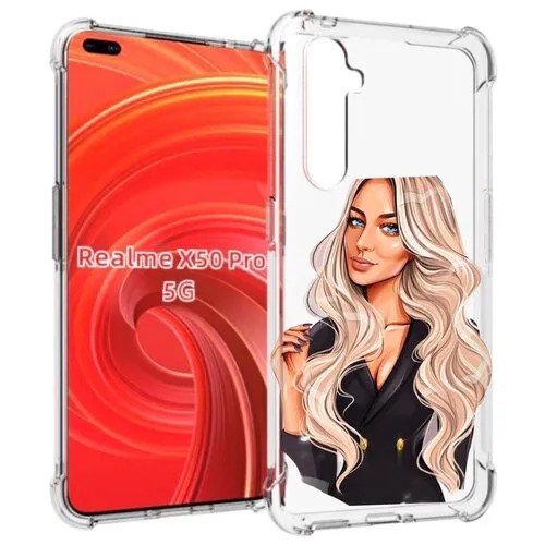 Чехол MyPads Платье-пиджак женский для Realme X50 Pro задняя-панель-накладка-бампер