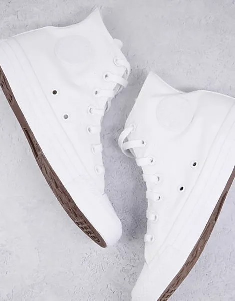 Белые однотонные кроссовки Converse Chuck Taylor All Star Hi