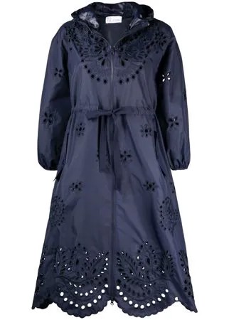 RED Valentino плащ с капюшоном и английской вышивкой