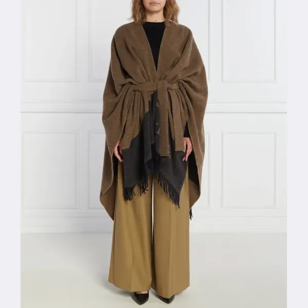 Шерстяное пончо обычного кроя Max Mara, коричневый