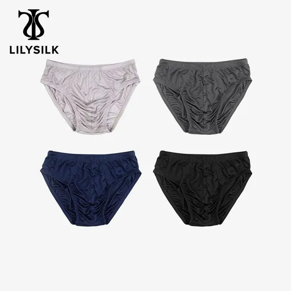 Трусы LILYSILK мужские из 100 чистого шелка, дышащие брифы, мягкое облегающее нижнее белье, однотонные, 2022