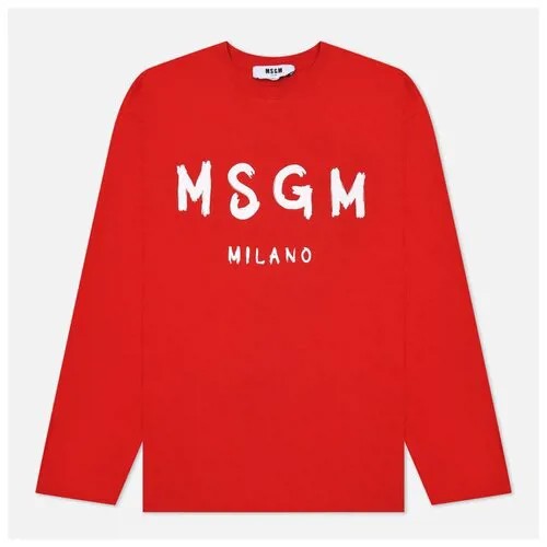 Мужской лонгслив MSGM MSGM Milano Logo красный , Размер L
