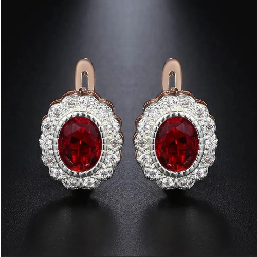 Серьги Babilon, размер 9 мм, красный, серебряный, золотой