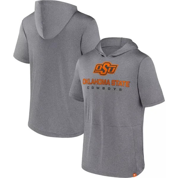 Мужская футболка с капюшоном с логотипом Heather Grey Oklahoma State Cowboys Modern Stack Fanatics