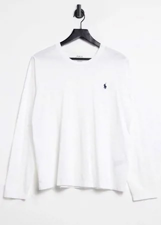 Белый лонгслив с логотипом Polo Ralph Lauren