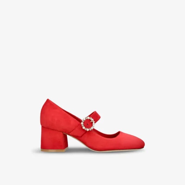 Туфли мэри джейн stuart 60 из замши и кожи с жемчужным декором Stuart Weitzman, красный