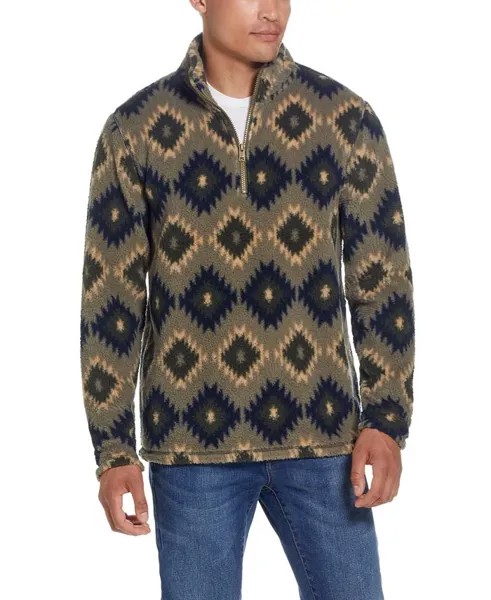 Мужской свитер из шерпы с молнией на четверть и юго-западным принтом Weatherproof Vintage, цвет Vetiver