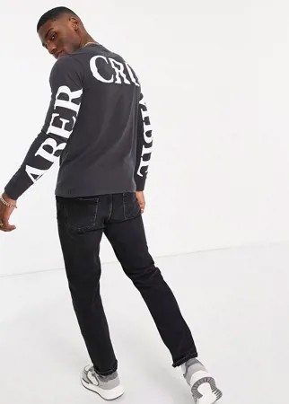 Черный лонгслив с крупным логотипом на спине и рукавах Abercrombie & Fitch-Черный цвет