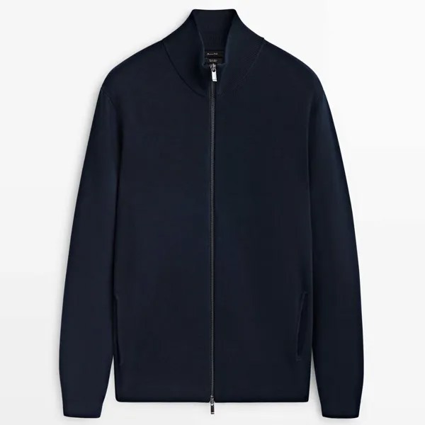 Кардиган Massimo Dutti Milano Knit, темно-синий