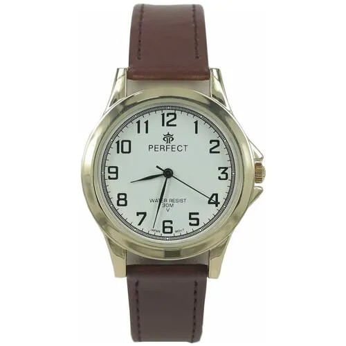Perfect часы наручные, мужские, кварцевые, на батарейке, кожаный ремень, японский механизм GX017-134-4