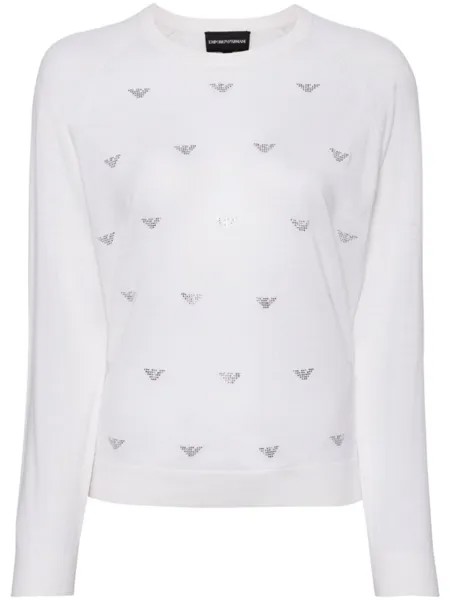 Emporio Armani джемпер тонкой вязки с логотипом, нейтральный цвет