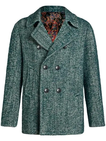 ETRO двубортный бушлат, зеленый