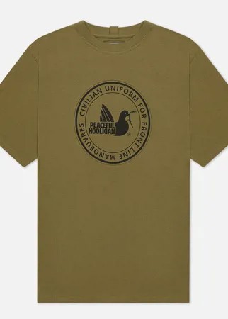 Мужская футболка Peaceful Hooligan Yielding, цвет оливковый, размер S
