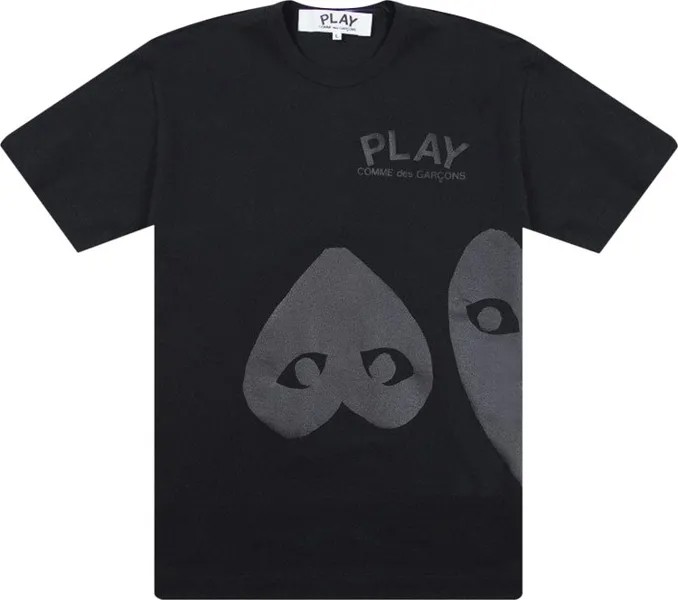 Футболка Comme des Garçons PLAY Three Hearts T-Shirt 'Black', черный