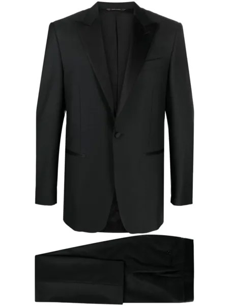 Canali однобортный шерстяной костюм, черный