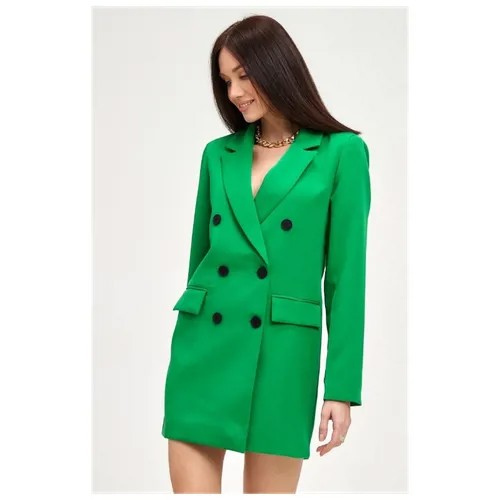 Платье-пиджак прямой силуэт, до колена, размер 46, зеленый
