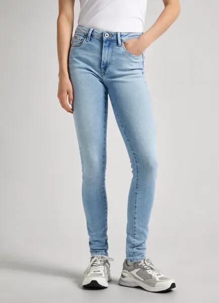Джинсы скинни Pepe Jeans в поношенном виде, цвет Lt Used