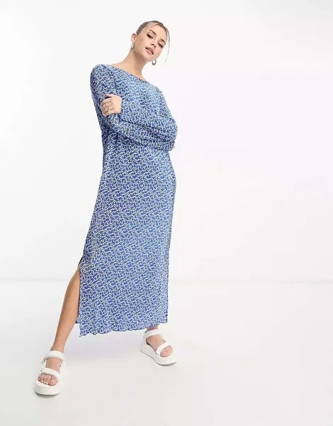 Эксклюзивное синее платье макси с разрезом по бокам от JDY