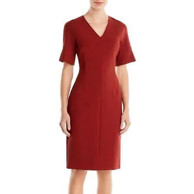 Женское красное платье миди с короткими рукавами Boss Scuba Fit - Flare 12 BHFO 7880