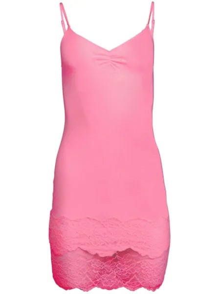 Мини-платье-слип с кружевом Fleur Du Mal, розовый