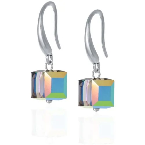 Серебряные серьги с кристаллами Swarovski с эффектом северного сияния